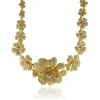 18 Karat Yellow Gold Pave Diamond Flower Link Collar Necklace