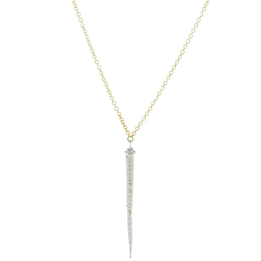 14 Karat Yellow Gold Pave Diamond Spear Necklace