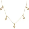 14 Karat Yellow Gold Pave Diamond Arrow Drop Necklace