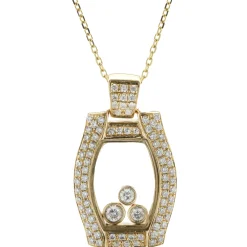 18 Karat Yellow Gold Pave Diamond Floating Diamond Necklace