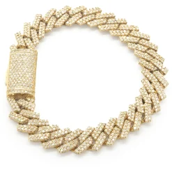 14 Karat Yellow Gold Pave Diamond Miami Cuban Link Bracelet