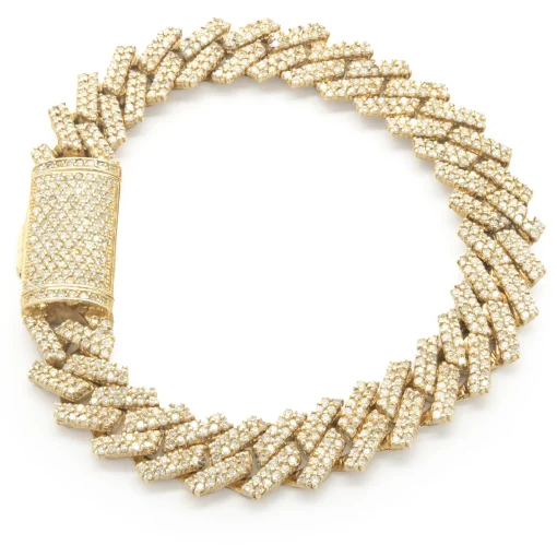 14 Karat Yellow Gold Pave Diamond Miami Cuban Link Bracelet