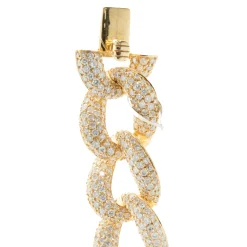 18 Karat Yellow Gold Pave Diamond Cuban Link Bracelet