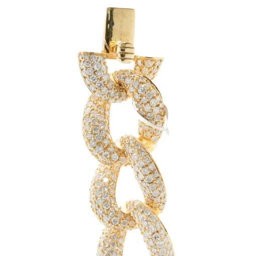 18 Karat Yellow Gold Pave Diamond Cuban Link Bracelet