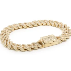 14 Karat Yellow Gold Pave Diamond Miami Cuban Link Bracelet