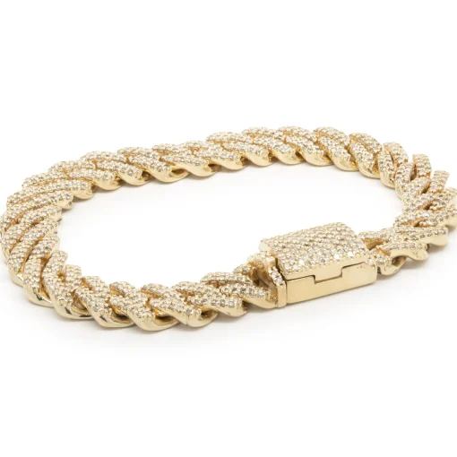 14 Karat Yellow Gold Pave Diamond Miami Cuban Link Bracelet