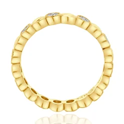 14 Karat Yellow Gold Pave Diamond Alternating Band