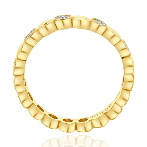 14 Karat Yellow Gold Pave Diamond Alternating Band