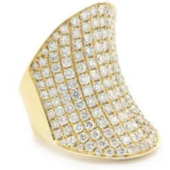 18 Karat Yellow Gold Pave Diamond Saddle Ring
