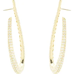18 Karat Yellow Gold Pave Diamond Loop Through Drop Earrings