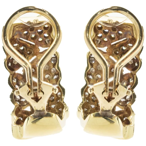 18 Karat Yellow Gold Pave Diamond Heart Shape Huggie Hoop Earrings