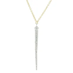 14 Karat Yellow Gold Pave Diamond Spear Necklace