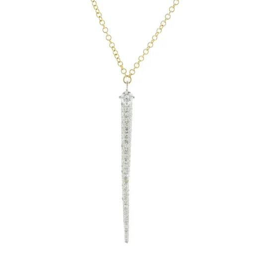 14 Karat Yellow Gold Pave Diamond Spear Necklace