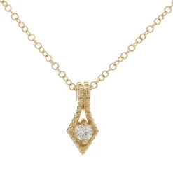 14 Karat Yellow Gold Pave Diamond Arrow Drop Necklace