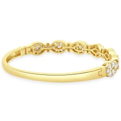 18 Karat Yellow Gold Pave Diamond Multi Shape Diamond Bangle Bracelet