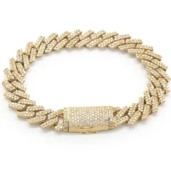 14 Karat Yellow Gold Pave Diamond Miami Cuban Link Bracelet