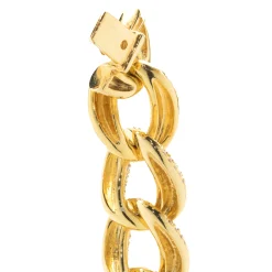 18 Karat Yellow Gold Pave Diamond Cuban Link Bracelet