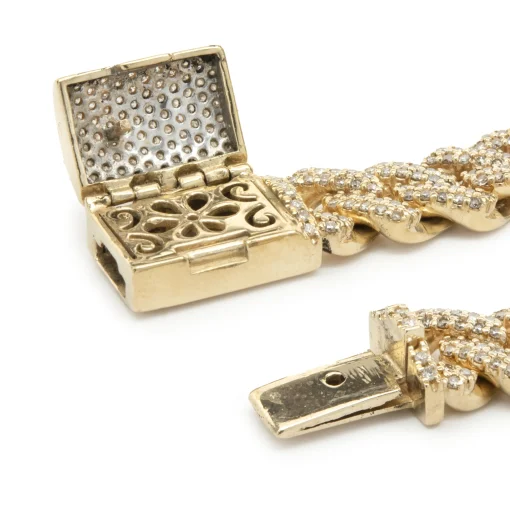 14 Karat Yellow Gold Pave Diamond Miami Cuban Link Bracelet