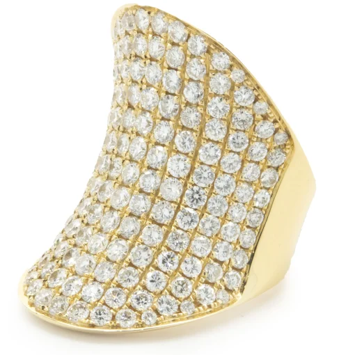 18 Karat Yellow Gold Pave Diamond Saddle Ring