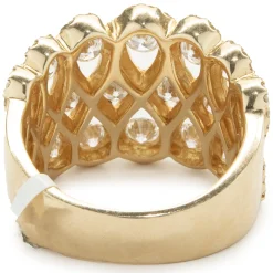 14 Karat Yellow Gold Pave Diamond Lace Ring
