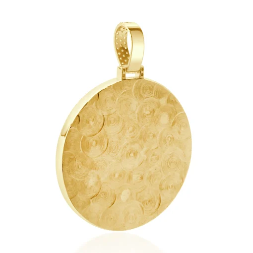 14 Karat Yellow Gold Pave Diamond Saint Michael the Archangel Slaying the Dragon Pendant