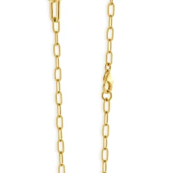 14 Karat Yellow Gold Pave Diamond Hardwear Station Necklace