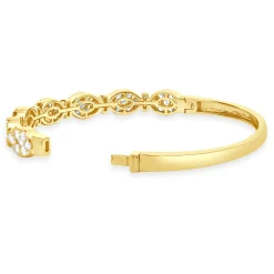 18 Karat Yellow Gold Pave Diamond Multi Shape Diamond Bangle Bracelet