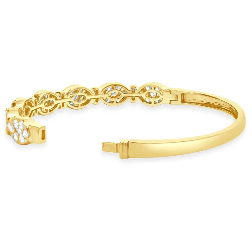 18 Karat Yellow Gold Pave Diamond Multi Shape Diamond Bangle Bracelet