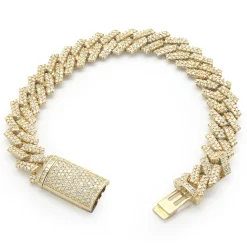 14 Karat Yellow Gold Pave Diamond Miami Cuban Link Bracelet