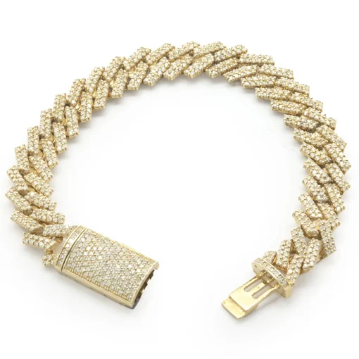 14 Karat Yellow Gold Pave Diamond Miami Cuban Link Bracelet
