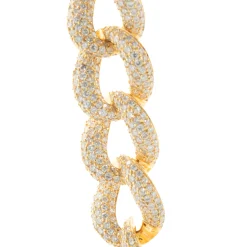 18 Karat Yellow Gold Pave Diamond Cuban Link Bracelet