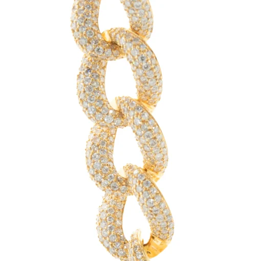 18 Karat Yellow Gold Pave Diamond Cuban Link Bracelet