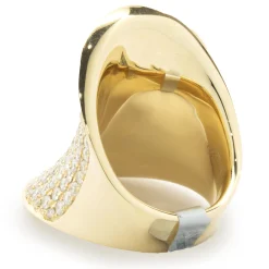 18 Karat Yellow Gold Pave Diamond Saddle Ring