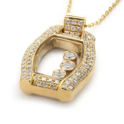 18 Karat Yellow Gold Pave Diamond Floating Diamond Necklace
