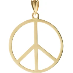 14 Karat Yellow Gold Peace Cut Out Pendant