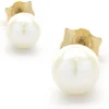 14 Karat Yellow Gold Pearl Stud Earrings