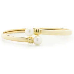 18 Karat Yellow Gold Pearl Bypass Bracelet