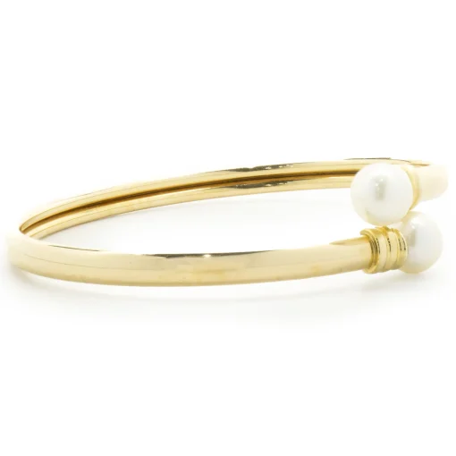 18 Karat Yellow Gold Pearl Bypass Bracelet
