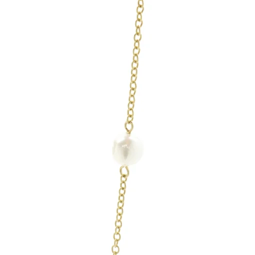 18 Karat Yellow Gold Pearl Station Necklace