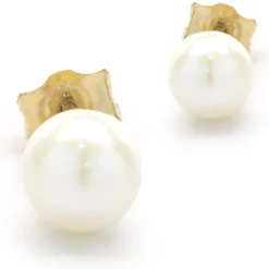 14 Karat Yellow Gold Pearl Stud Earrings