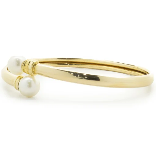 18 Karat Yellow Gold Pearl Bypass Bracelet