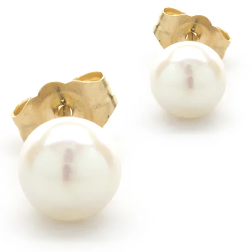 14 Karat Yellow Gold Pearl Stud Earrings