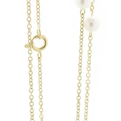18 Karat Yellow Gold Pearl Station Necklace