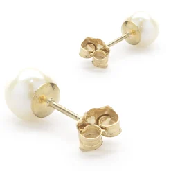 14 Karat Yellow Gold Pearl Stud Earrings