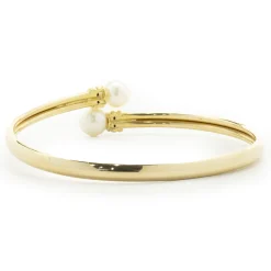 18 Karat Yellow Gold Pearl Bypass Bracelet