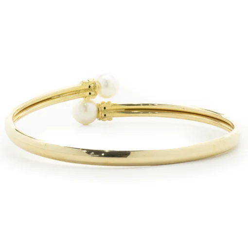 18 Karat Yellow Gold Pearl Bypass Bracelet