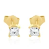 14 Karat Yellow Gold Princess Cut Diamond Stud Earrings