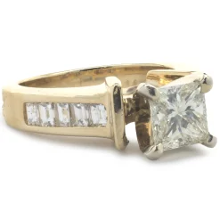 14 Karat Yellow Gold Princess Cut Diamond Engagement Ring