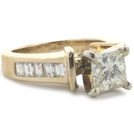 14 Karat Yellow Gold Princess Cut Diamond Engagement Ring