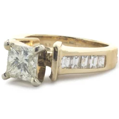 14 Karat Yellow Gold Princess Cut Diamond Engagement Ring
